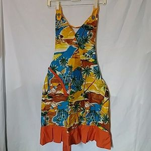Handmade vintage-style tropical print apron